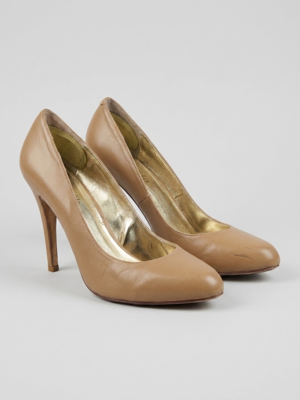 Charles David Tan Leather Pointed-Toe Stiletto Pumps